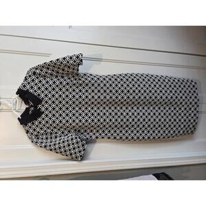 Long Tall Sally Black and White Patterned Dress with Collar